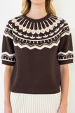 THML Soloane Short Sleeve Pattern Sweater Top