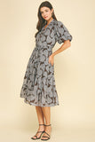 PINCH Sharon Floral Button Down Tiered Midi Dress