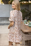 Adley Floral Jaquard Puff Sleeve VOY Dress-SALE