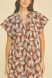 PINCH Adeline Embroidered Leaf Cap Sleeve Mini Dress