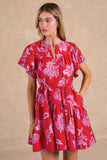 Kassie Floral Printed Flutter Sleeve Mini Current Air Dress