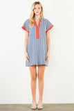 THML Angie Short Sleeve Striped Detail V Neck Dress