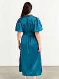 THML Carmen Short Sleeve Silk Midi Dress