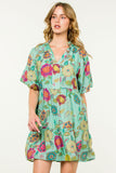 Lyona Puff Sleeve Flora THML Dress