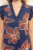 Polly Ruffle V Neck Large Floral Embroidered VOY Dress