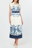 Estela Navy Button Down Midi Current Air Dress
