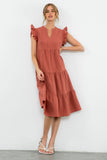 Reini Flutter Sleeve Tiered THML  Dress-SALE
