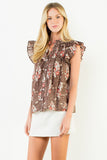 THML Monica Flutter Sleeve Floral Smocking Top