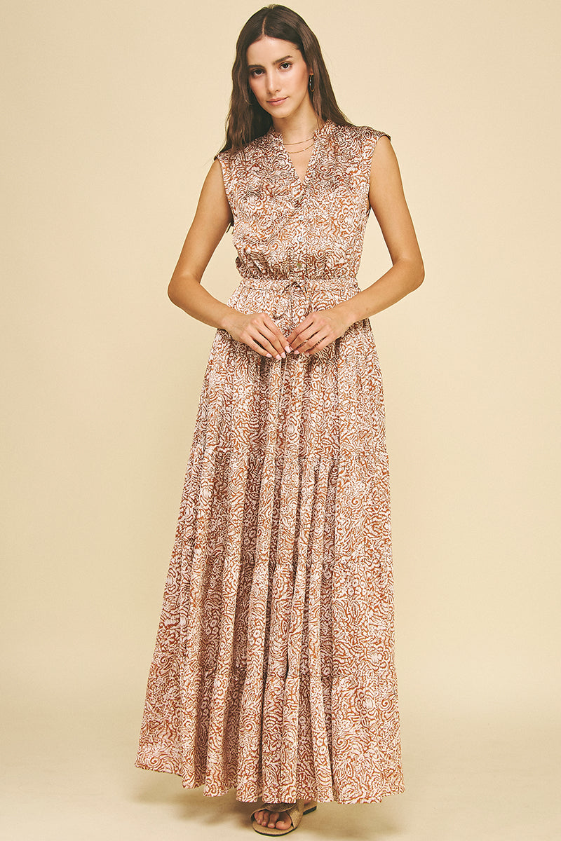 Gibson Tiered Maxi Dress M / Camel