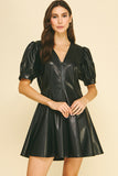 PINCH Adele Leather V Neck Mini Dress