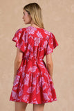 Kassie Floral Printed Flutter Sleeve Mini Current Air Dress