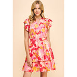 Ruby Watercolor Print Mini PINCH Dress