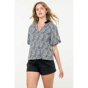 Rosalie Puff Sleeve Print THML Top-SALE