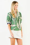 THML Carolina Geometric Print Top with Stripe Detail