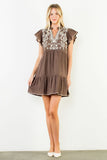 THML Taylor Textured Short Sleeve Embroidery Dress
