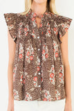 THML Monica Flutter Sleeve Floral Smocking Top