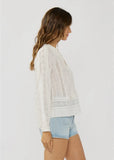 Lovestitch Natalia Long Sleeve with Pintucks and Lace Trim Top
