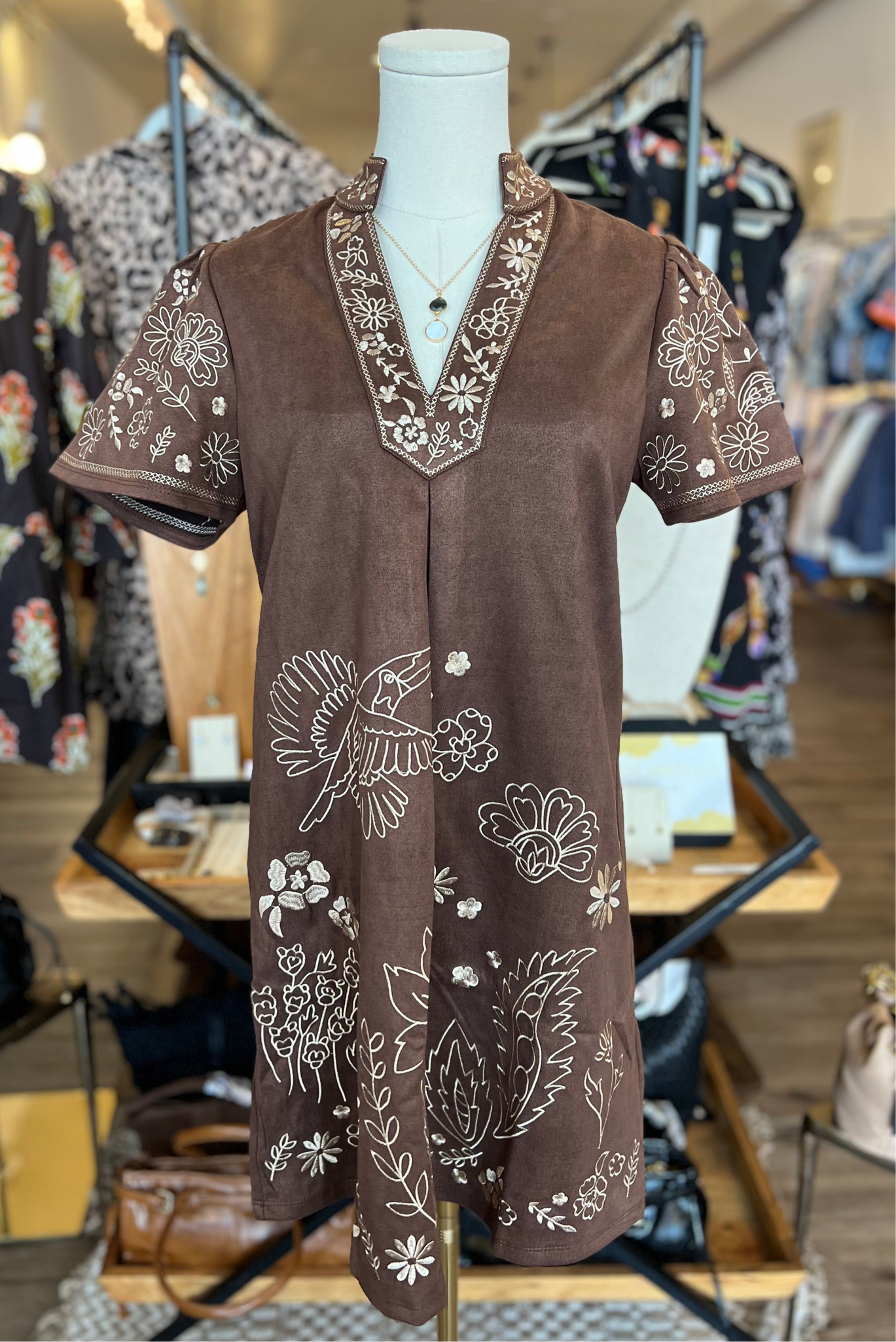 THML Vanessa Short Sleeve Embroidered Detailed Dress- SALE Fig Tree Jewelry & Accessories THML Vanessa Short Sleeve Embroidered Detailed Dress- SALE Fig Tree Jewelry & Accessories
