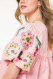 Marissa Embroidered Detail Puff Sleeve THML Top