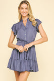 Mayra Button Down Tiered Mini PINCH Dress
