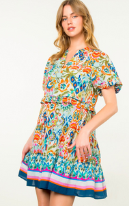 Fiori Puff Sleeve Floral THML Dress