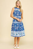 PINCH Kingsley Contrast Floral Print Midi Dress
