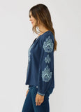 Lovestitch Stacey Embroidered Long Sleeve Button Down Top