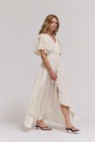Inaya Embroidered Sleeves Unbalanced Skirt Maxi Grade and Gather Dress
