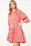 Ellen Short Sleeve Flower Print THML Dress