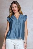 Vivienne Floral Embroidery Detail Current Air Blouse
