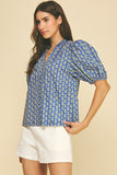 PINCH Noah Paisley Print V Neck Blouse