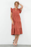 Reini Flutter Sleeve Tiered THML  Dress-SALE