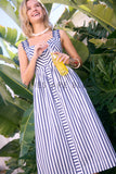 Kimberly Striped Embroidered Details Midi Skies are Blue Dress