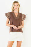 THML Geneva V Neck With Stitching on Sleeve Top