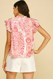 PINCH Deven Paisley RuffleSleeve Blouse