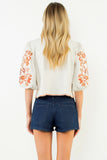 THML Juliana Floral Embroidered Puff Sleeve Top