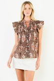 THML Monica Flutter Sleeve Floral Smocking Top
