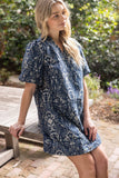 Daphne Smocked V Neck Jacquard Shift VOY Dress