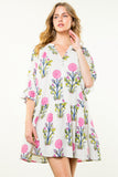 Reanna Short Sleeve Flower Print THML Dress