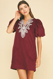 PINCH Farah Corduroy Embroidery Detailed Mini Dress