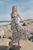 PINCH Emma Floral and Geometric Print Tiered Maxi Dress