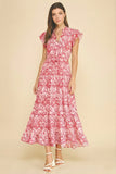 PINCH Amber Mosaic Tile Print Tiered Maxi Dress