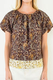 THML Marsha Puff Sleeve Plant Print Top