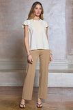 Heidi Embroidered Round Neck Flutter Sleeve Current Air Blouse