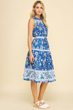 PINCH Kingsley Contrast Floral Print Midi Dress