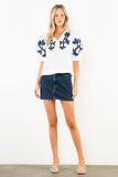 THML Stephanie Puff Sleeve Floral Embroidery Top