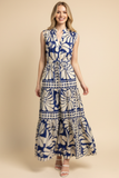 PINCH Emma Floral and Geometric Print Tiered Maxi Dress