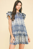 Stephany Print Ruffled Sleeve Tiered Mini PINCH Dress