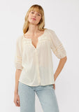 Lovestitch Kinsley Short Puff Sleeve Button Down Top
