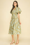 PINCH Anya Paisley Flutter Sleeve Midi Dress